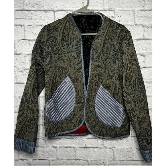 Parsley & Sage reversible tapestry paisley print cotton silk Jacket, size S. - Picture 7 of 16